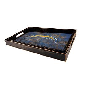 Officially Licensed NFL Chargers Distressed Tray with Team Colors