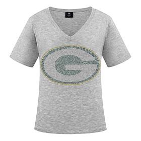 Officially Licensed NFL Crystal Team Logo Women's Short Sleeve T-Shirt
