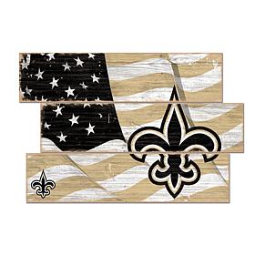 Officially Licensed NFL Flag 3 Plank Wall Sign - New Orleans Saints