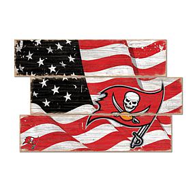 Officially Licensed NFL Flag 3 Plank Wall Sign - Tampa Bay Buccaneers