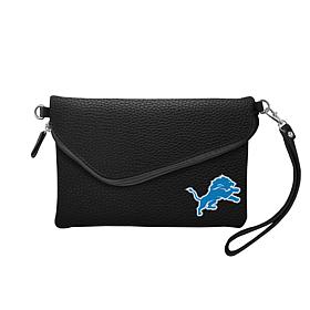 Officially Licensed NFL Pebble Fold Over Crossbody Purse - Lions 