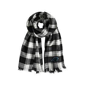 Officially Licensed NFL Plaid Blanket Scarf - Carolina Panthers 