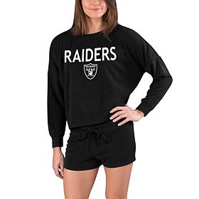 Officially Licensed NFL Raiders Ladies Long Sleeve Top and Short Set