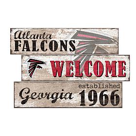 Officially Licensed NFL Welcome 3 Plank Wall Sign - Atlanta Falcons
