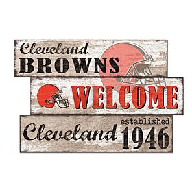 Officially Licensed NFL Welcome 3 Plank Wall Sign - Cleveland Browns