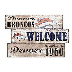 Officially Licensed NFL Welcome 3 Plank Wall Sign - Denver Broncos