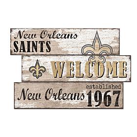 Officially Licensed NFL Welcome 3 Plank Wall Sign - New Orleans Saints