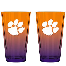 Officially Licensed Team Ombre Pint Glasses - 2-pack, 16oz Clemson