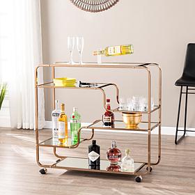 Oliana Art Deco Mirrored Bar Cart