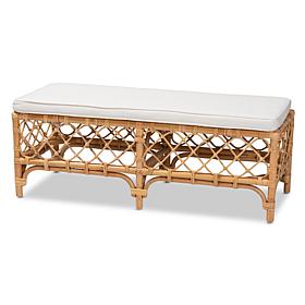 Orchard Natural Rattan Accent Bench with Plush Cushion