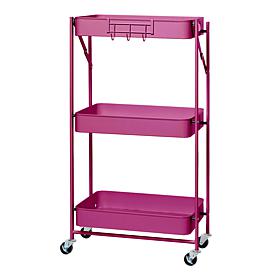 Origami 3-Tier Foldable Rolling Cart with Large Shelves