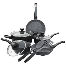 Oster 10-piece Nonstick Aluminum Cookware Set - Black and Gray Speckle