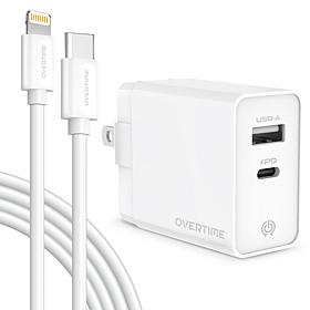 Overtime iPhone 20W Charging Bundle w/ 6ft Lightning To USBC Cable