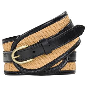 Patricia Nash Aude Woven Straw and Leather Belt