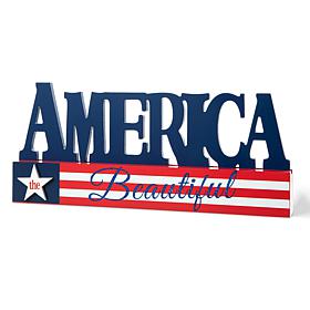 Patriotic Americana Wooden AMERICA Table Decor