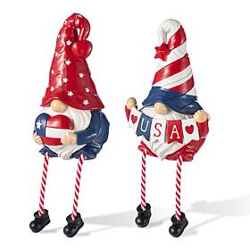 Patriotic Polyresin Gnomes Table Decor 2-piece Set