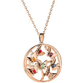 Personalized 3D Butterflies Simulated Birthstone Necklace