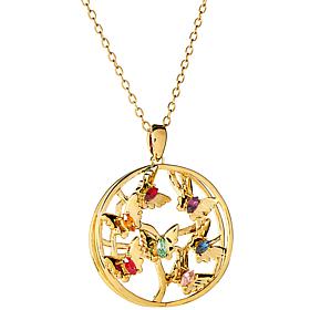 Personalized 3D Butterflies Simulated Birthstone Necklace