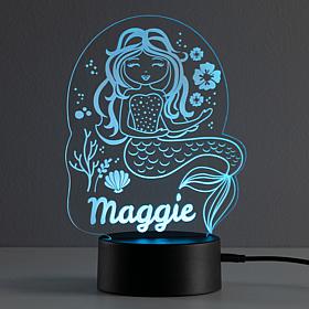 Personalized Acrylic "Happy Mermaid" Multi-Color Nightlight