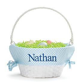 Personalized Easter Basket with Blue Plaid Liner 