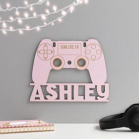 Personalized Game Controller Pink Wood Plaque