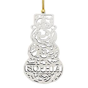 Personalized Planet White Wood Personalized Snowman Ornament