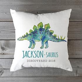 Personalized Your Name-Saurus Blue Stegosaurus Throw Pillow
