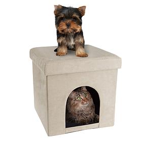 Pet Adobe Dog and Cat House Ottoman - Microsuede Tan
