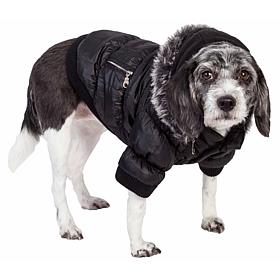 Pet Life Metallic Fashion Dog Parka Coat with Removable Hood