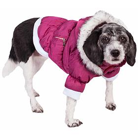 Pet Life Metallic Fashion Dog Parka Coat with Removable Hood