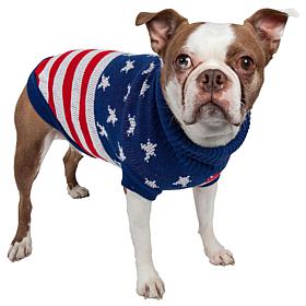 Pet Life Patriot Independence Star Ribbed Turtleneck Dog Sweater