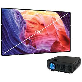 Projector with Bluetooth and 120" Projection Screen