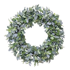 Puleo International 28" Lambs Ear Spring Door Wreath, Green/Gray