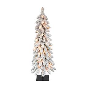Puleo International 4' Flocked Alpine Pencil Artificial Christmas Tree