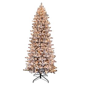 Puleo International 6.5' Pre-Lit Flock Slim Fraser Fir Christmas Tree