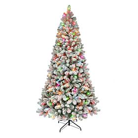 Puleo International 6.5' Pre-lit Multicolor Flocked Virginia Pine Tree