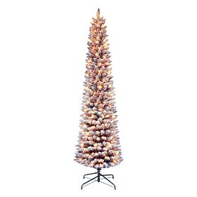 Puleo International 7.5' Pre-lit Flocked Fashion Purple Pencil Tree 