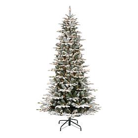 Puleo International 7.5' Pre-Lit Slim Flocked Aspen Fir Christmas Tree