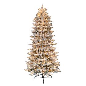 Puleo International 9'Prelit Slim Flocked Franklin Fir Artificial Tree