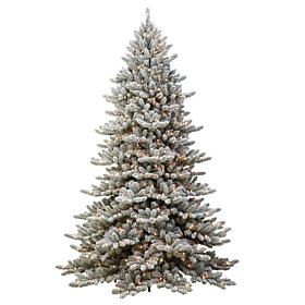 Puleo Intl. 7.5' Pre-lit Royal Fraser Fir Flocked Tree w/ Memory Tips