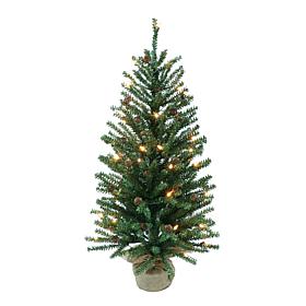 Puleo Intl. Pre-Lit 4' Fir Artificial Christmas Tree with Pines Cones