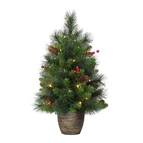 Puleo Intl. PreLit 2' Table Top Artificial Christmas Tree in Gold Base