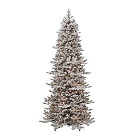 Puleo Intl. PreLit 7.5' Flocked Royal Spruce Artificial Christmas Tree