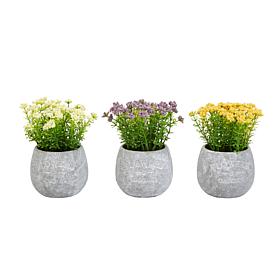 Pure Garden 3-Piece Assorted Lifelike Faux Flower Arrangement