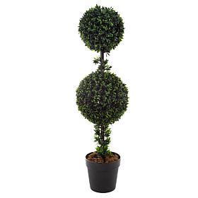 Pure Garden Artificial Podocarpus 36" Double Ball Faux Plant