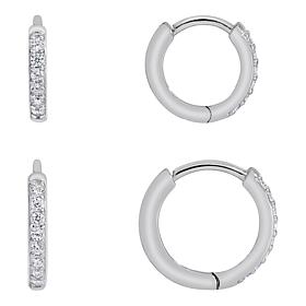 Radiance by Absolute™ 0.45ctw Hugger Hoop Earrings 2-piece Set