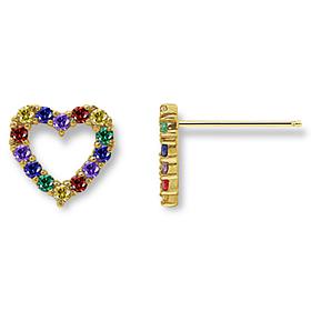 Radiance by Absolute™ 0.71ctw Round Stone Rainbow Heart Stud Earrings