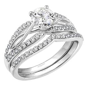 Radiance by Absolute™ 2.36ctw Twist-Shank Solitaire Ring 2-piece Set