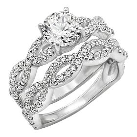 Radiance by Absolute™ 3.95ctw Twist-Shank Solitaire Ring 2-piece Set