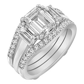 Radiance by Absolute™ 6.10ctw 3-Stone Emerald-Cut Engagement Ring Set